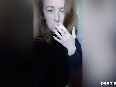 amateur cutie enjoys smoking and masturbating