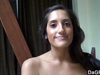 Point of view nail with a handsome latina during a audition
